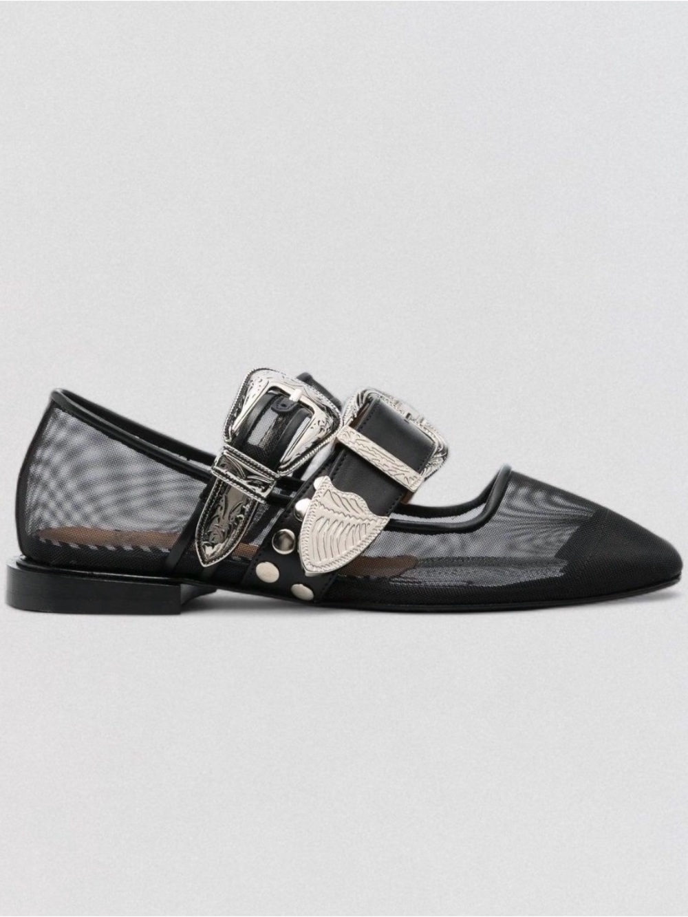 TOGA Pulla Black Mesh Ballerina Flats